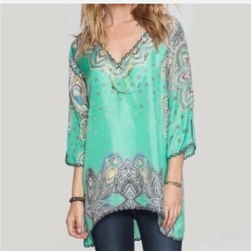 Johnny Was 💯 Silk V-neck Tunic in Size XXL